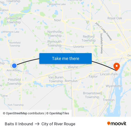 Baits II Inbound to City of River Rouge map