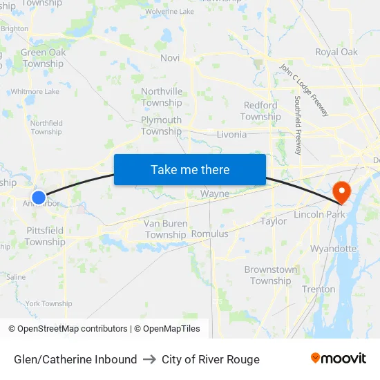Glen/Catherine Inbound to City of River Rouge map
