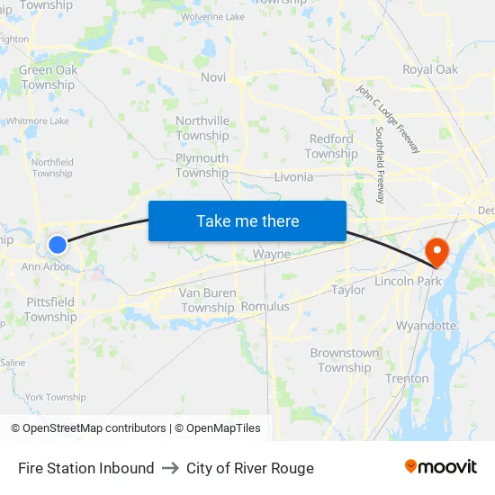 Fire Station Inbound to City of River Rouge map