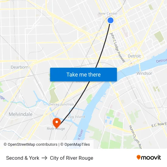 Second & York to City of River Rouge map