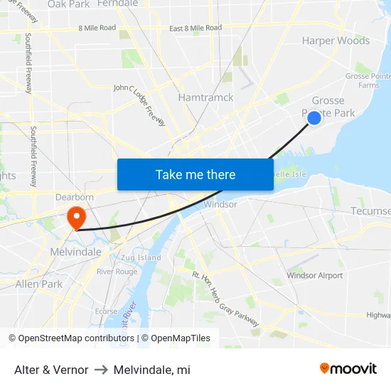 Alter & Vernor to Melvindale, mi map