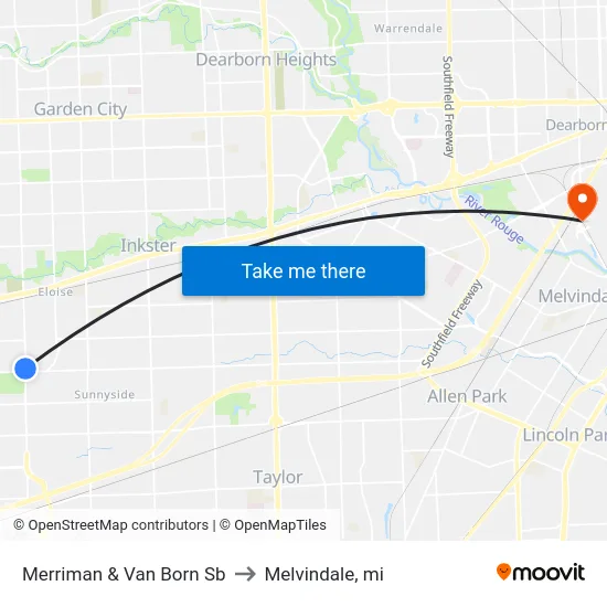 Merriman & Van Born Sb to Melvindale, mi map