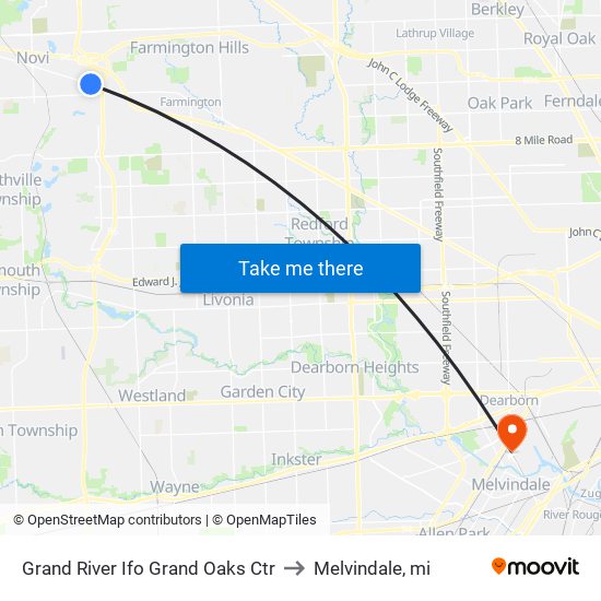 Grand River Ifo Grand Oaks Ctr to Melvindale, mi map