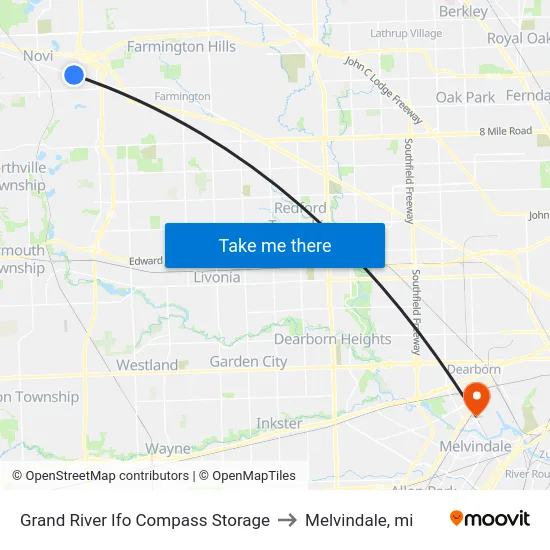 Grand River @ Compass Storage to Melvindale, mi map
