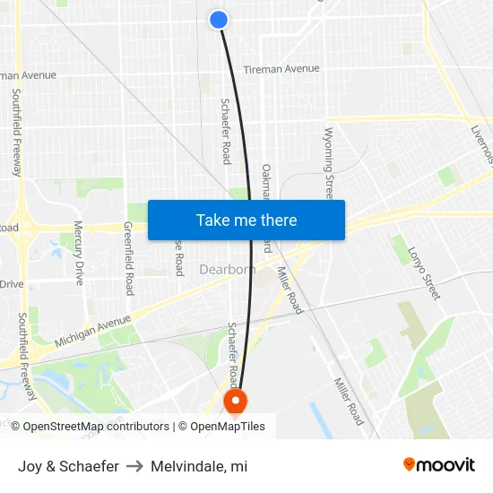 Joy & Schaefer to Melvindale, mi map
