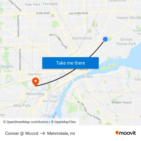 Conner @ Wcccd to Melvindale, mi map