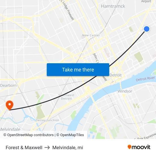 Forest & Maxwell to Melvindale, mi map