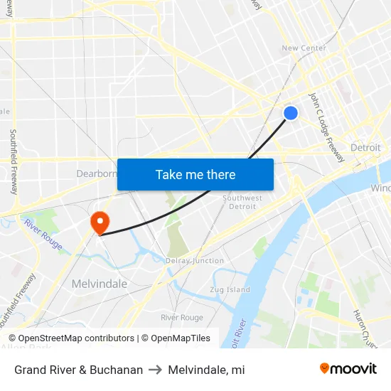 Grand River & Buchanan to Melvindale, mi map