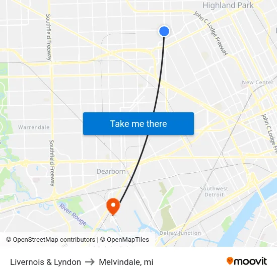 Livernois & Lyndon to Melvindale, mi map