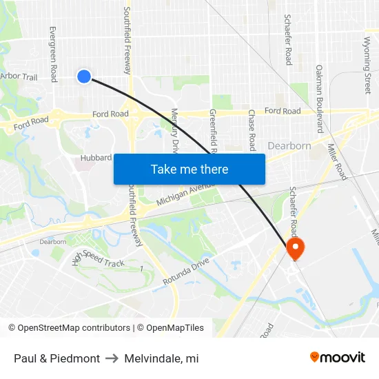 Paul & Piedmont to Melvindale, mi map