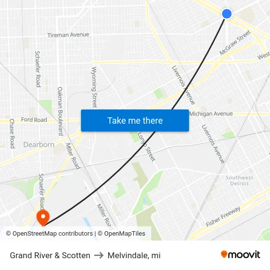 Grand River & Scotten to Melvindale, mi map