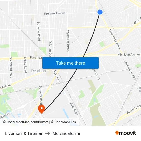 Livernois & Tireman to Melvindale, mi map