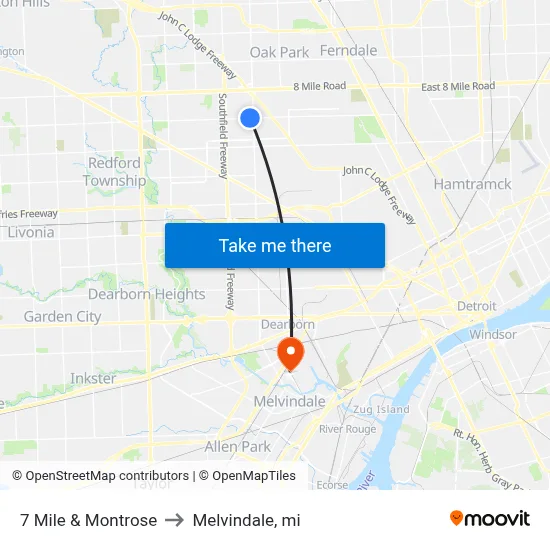7 Mile & Montrose to Melvindale, mi map