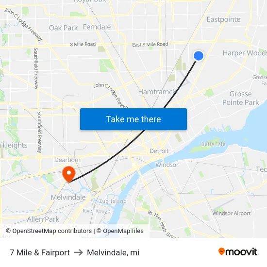 7 Mile & Fairport to Melvindale, mi map