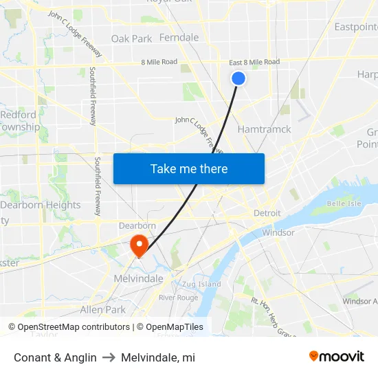 Conant & Anglin to Melvindale, mi map