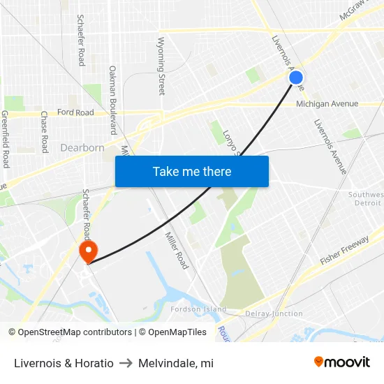 Livernois & Horatio to Melvindale, mi map