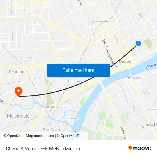 Chene & Vernor to Melvindale, mi map