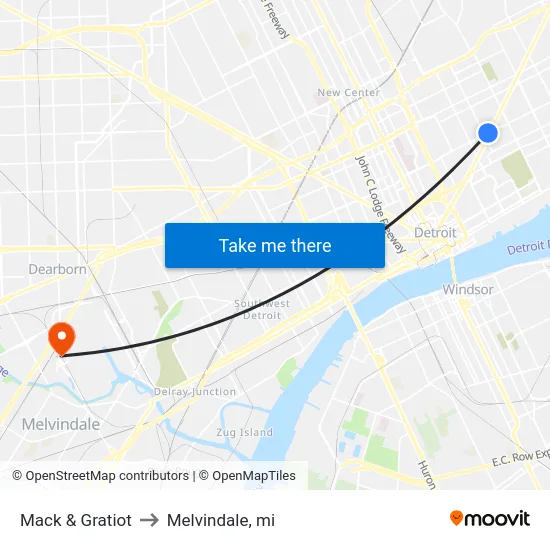 Mack & Gratiot to Melvindale, mi map