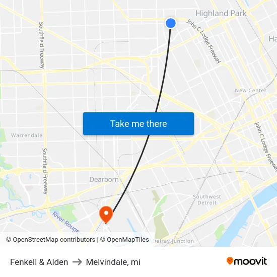 Fenkell & Alden to Melvindale, mi map