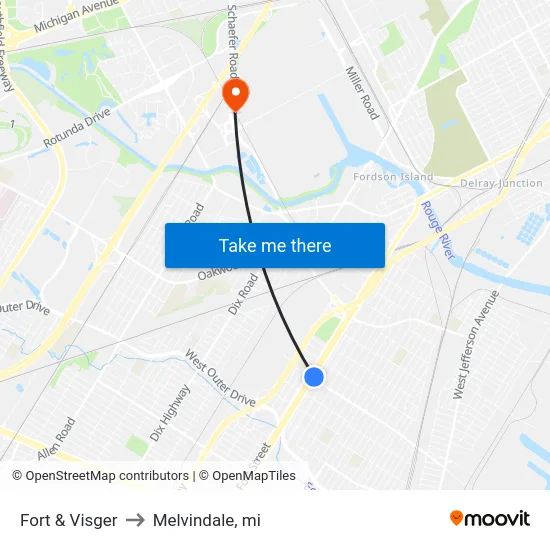 Fort & Visger to Melvindale, mi map