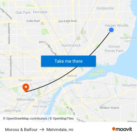 Moross & Balfour to Melvindale, mi map