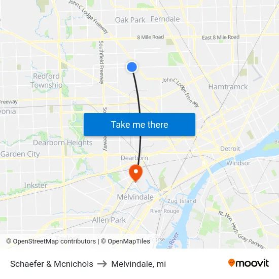 Schaefer & Mcnichols to Melvindale, mi map