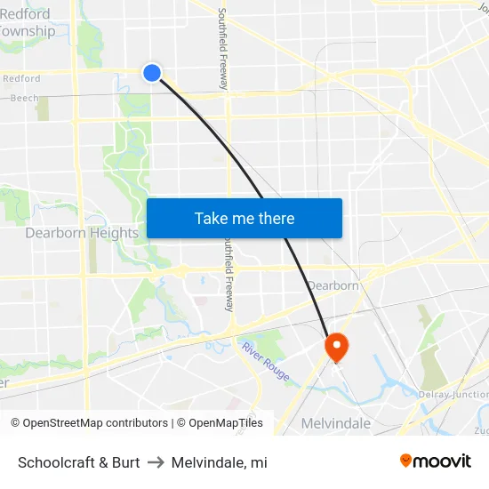 Schoolcraft & Burt to Melvindale, mi map