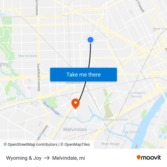 Wyoming & Joy to Melvindale, mi map