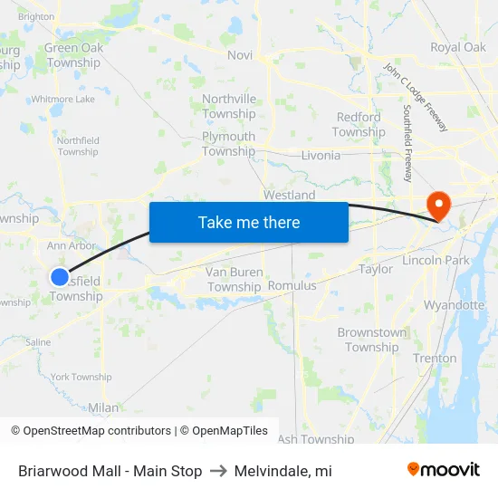 Briarwood Mall - Main Stop to Melvindale, mi map