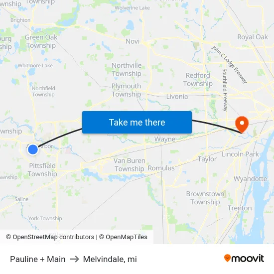 Pauline + Main to Melvindale, mi map