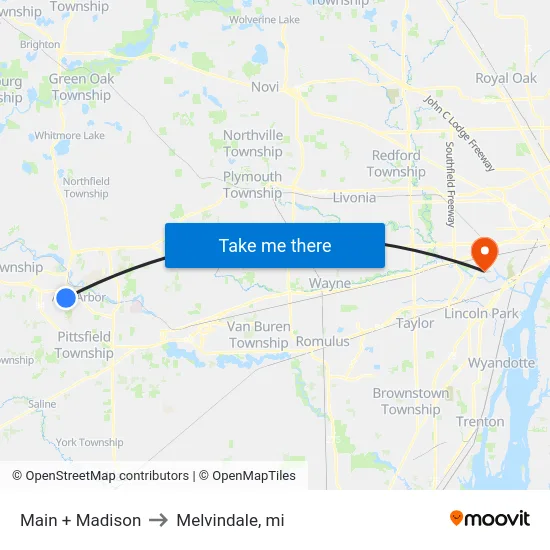 Main + Madison to Melvindale, mi map