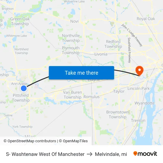 S- Washtenaw West Of Manchester to Melvindale, mi map