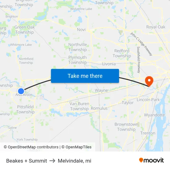 Beakes + Summit to Melvindale, mi map