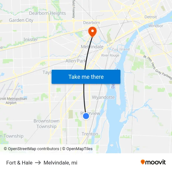 Fort & Hale to Melvindale, mi map