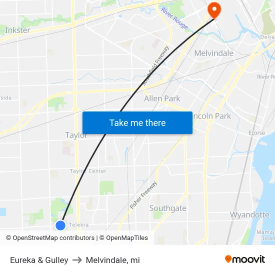 Eureka & Gulley to Melvindale, mi map