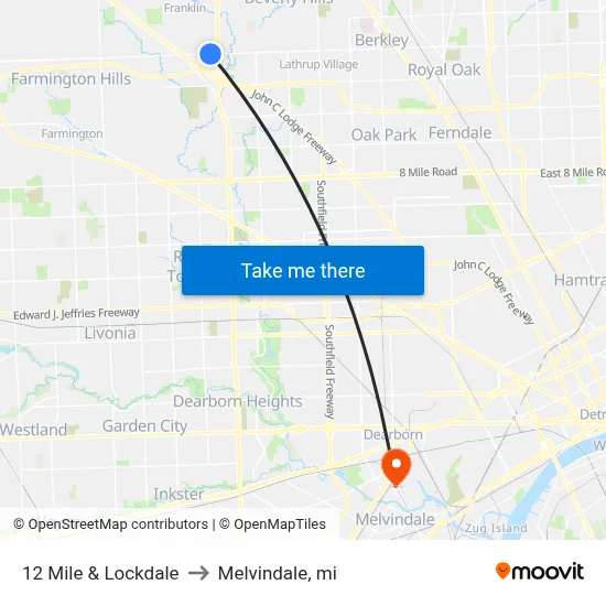 12 Mile & Lockdale to Melvindale, mi map