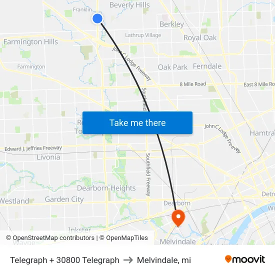 Telegraph + 30800 Telegraph to Melvindale, mi map