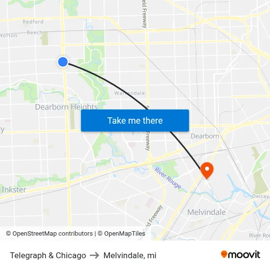 Telegraph & Chicago to Melvindale, mi map