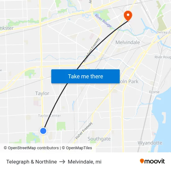 Telegraph & Northline to Melvindale, mi map