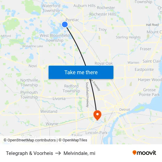 Telegraph & Voorheis to Melvindale, mi map
