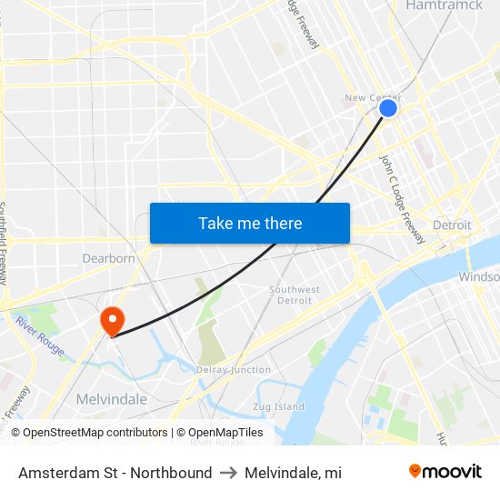 Amsterdam St - Northbound to Melvindale, mi map