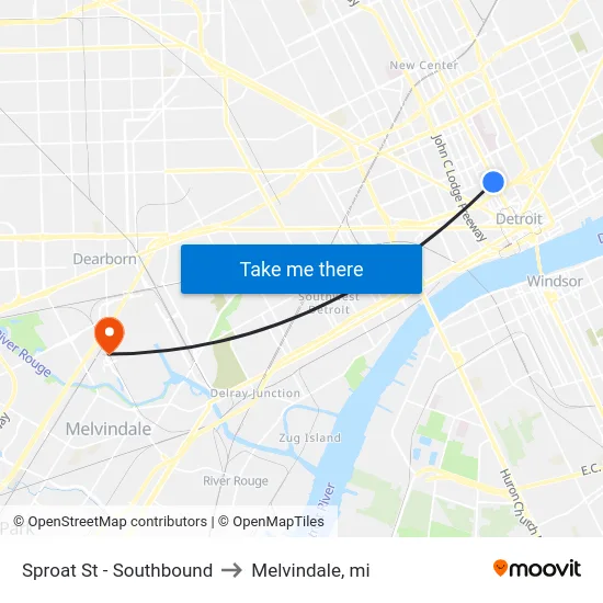 Sproat St - Southbound to Melvindale, mi map