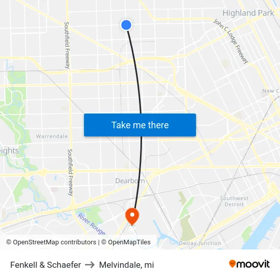Fenkell & Schaefer to Melvindale, mi map