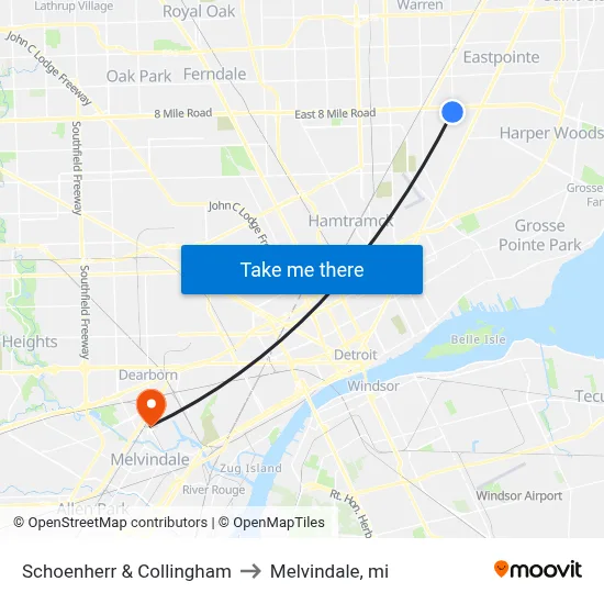 Schoenherr & Collingham to Melvindale, mi map