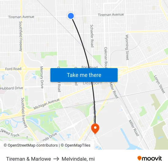 Tireman & Marlowe to Melvindale, mi map