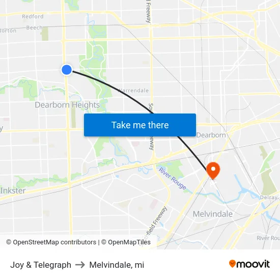 Joy & Telegraph to Melvindale, mi map