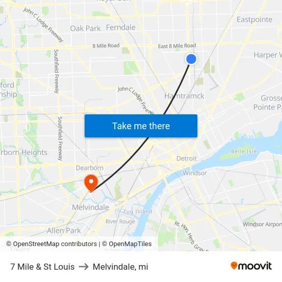 7 Mile & St Louis to Melvindale, mi map