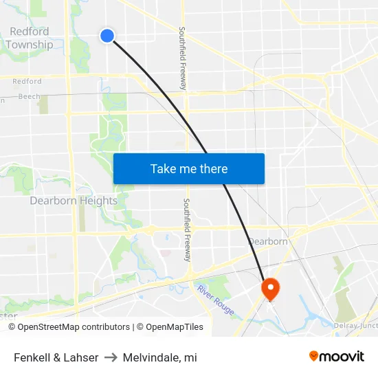 Fenkell & Lahser to Melvindale, mi map