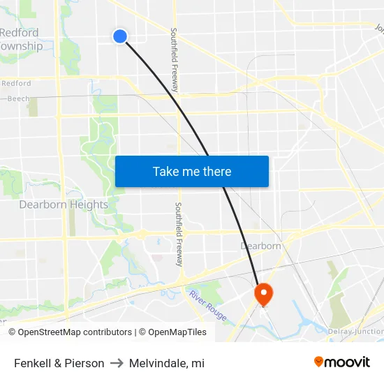 Fenkell & Pierson to Melvindale, mi map