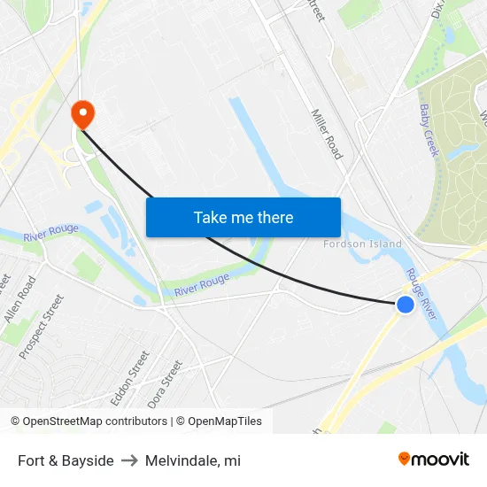Fort & Bayside to Melvindale, mi map